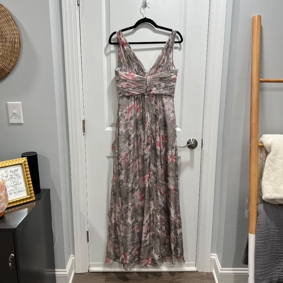 Amsale Floral Print Silk Chiffon Gown - Picture 2 of 9